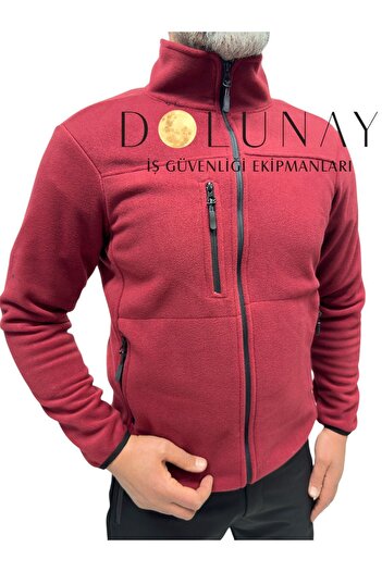 Dolunay İş Elbiseleri Claret Red Men's Fleece Sweatshirt - Full Zip
