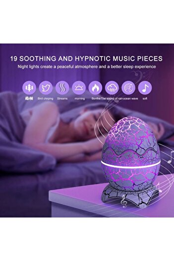 ErginGroup Dinozor Bluetooth Hoparlör Radyo Müzik Masa Gece Lambası Galaxy Led Projektör Işık Dinazor Yumurtası