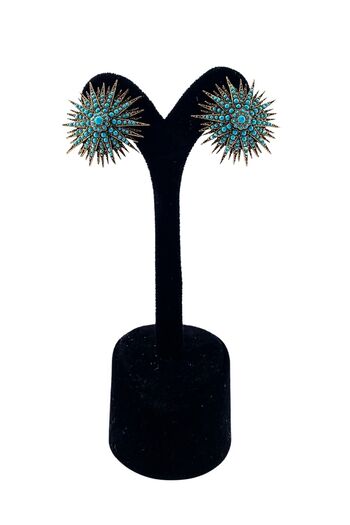FAYRA ACCESSORIES Sea Chestnut Earrings with Turquoise Stones