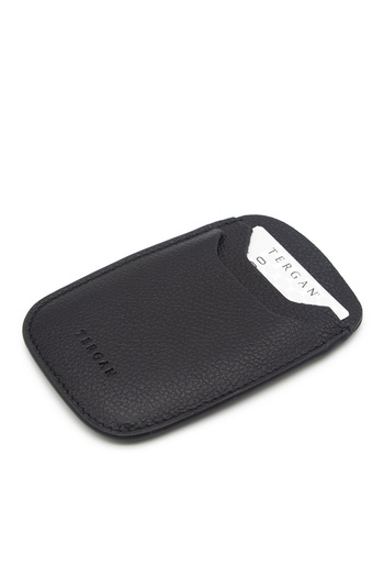 Tergan Black Leather Floater Unisex Credit Card Holder - 1662U9G