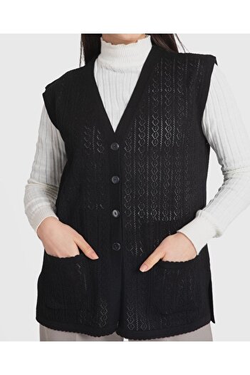 ece bayan giyim Mercerized Black Mother Vest