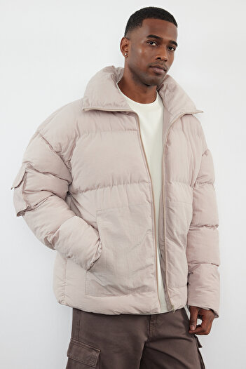 Trendyol Collection Unisex Winter Puffer Jacket με πέτρινη λεπτομέρεια - Relaxed Fit TMNAW25MO00007