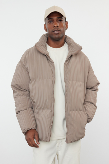 Trendyol Collection Winter Oversize Puffer Jacket - Stand Collar, Mink TMNAW25MO00019