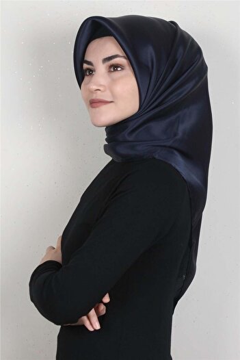Armine Plain Silk Scarf 7440-17 Navy Blue