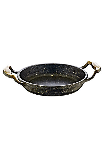 OMS 3248 - 22 Cm Black Pan, Bio Granite, One Piece Cast, Copper Detailed Body