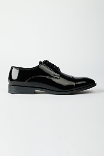 ALTINYILDIZ CLASSICS Men's Black 100% Leather Classic Patent Leather Shoes