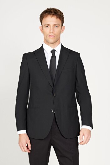 ALTINYILDIZ CLASSICS Men's Black Extra Slim Fit Slim Fit Black Sports Suit