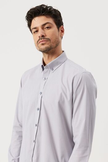 ALTINYILDIZ CLASSICS Ανδρικό πουκάμισο Slim Fit με γκρι σχέδιο - Slim Fit, Κολάρος με κουμπιά