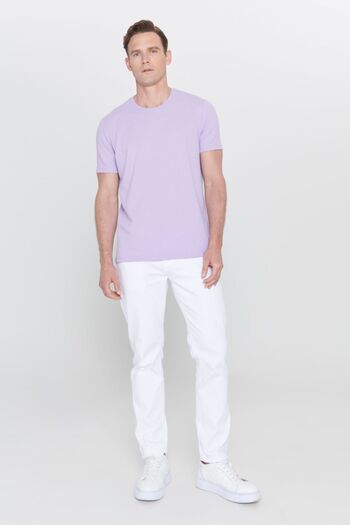 AC&Co / Altınyıldız Classics Ανδρικό μπλουζάκι Basic με μαλακό κλειδί με λαιμόκοψη με μαλακό κλειδί, ανδρικό λιλά