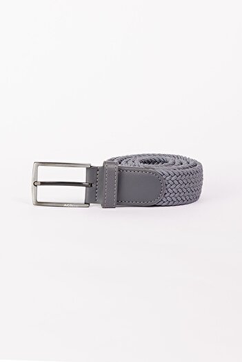 AC&Co / Altınyıldız Classics Men's Gray Casual Faux Leather Knitted Jean Denim Belt