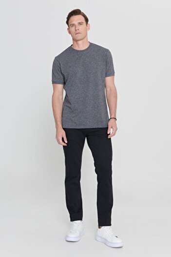 AC&Co / Altınyıldız Classics Ανδρικό T-shirt Anthracite-Melange Slim Fit Crew Neck, βαμβακερό πικέ μπλουζάκι