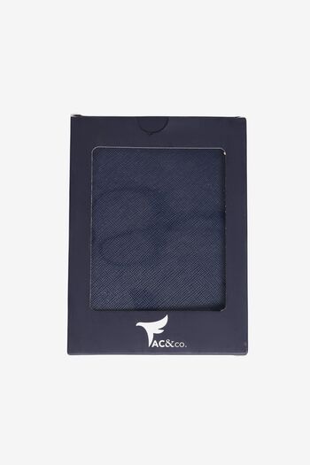 AC&Co / Altınyıldız Classics Men's Special Gift Boxed Navy Blue Faux Leather Handmade Passport Holder