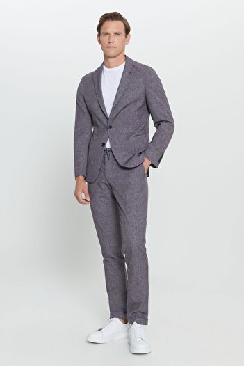 ALTINYILDIZ CLASSICS Ανδρικό μαύρο-Smoke Slim Fit Slim Fit Μονόχρωμο γιακά κοστούμι με τσάντα ταξιδιού