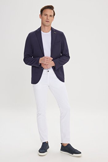 ALTINYILDIZ CLASSICS Men's Navy Blue Slim Fit Slim Fit Mono Collar Casual Blazer Jacket