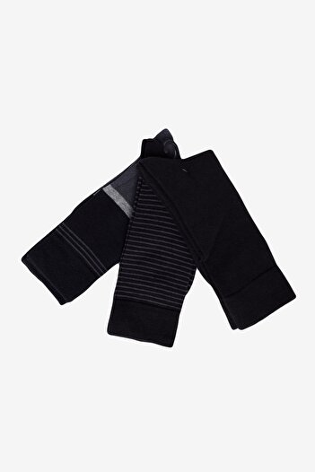 AC&Co / Altınyıldız Classics Men's Black-Grey Patterned 3-Piece Socket Socks