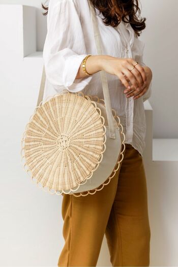 Maison Avf Round Rattan Beach Bag