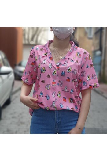 Köstebek Bts Bt21 Колай Унісекс Гомлек