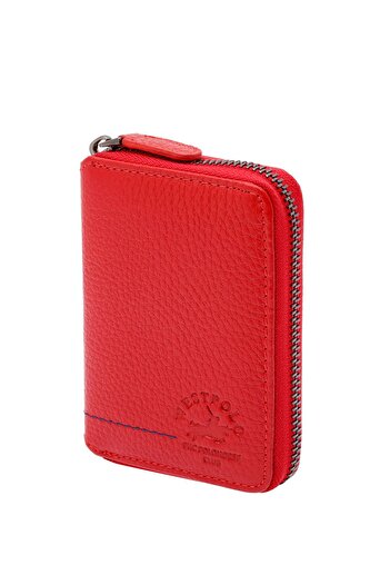 Westpolo West Polo Genuine Leather Zippered Unisex Wallet Card Holder