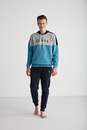 U.S. Polo Assn. Чоловічий піжамний комплект капсон бірюзового кольору