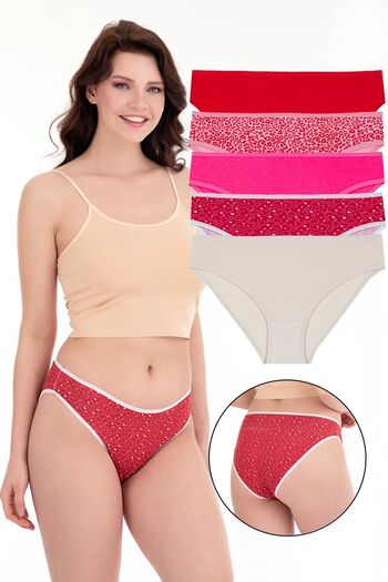 Sensu Women's Casual Cotton Slips Mixed Colors Set of 5 Panties Kts1076-5