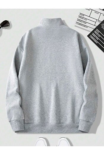 MOONBULL Unisex Oversize Sweatshirt - Stand Collar and Half Zipper