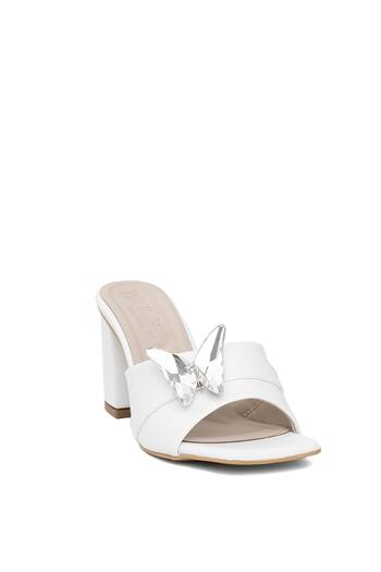 MİSS PARK MODA Papuci cu toc pentru femei Miss Park Fashion albi - PM161 K420