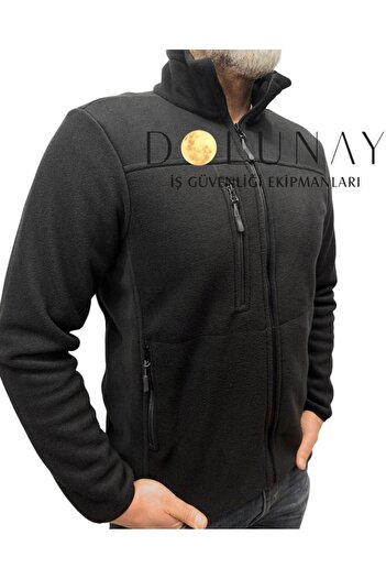 Dolunay İş Elbiseleri Men's Fleece Sweatshirt - Black, Full Zip