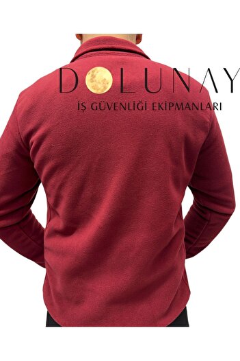 Dolunay İş Elbiseleri Claret Red Men's Fleece Sweatshirt - Full Zip