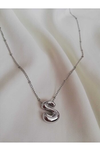 Judas Takı Silver Balloon Letter S Necklace - Initial