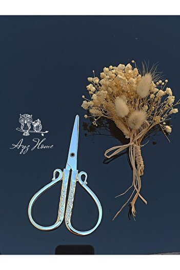 AYZ HOME Natural Dried Flower Pattern - Engagement Ribbon Scissors / Engagement Tray Decor