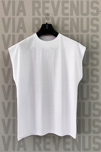 Vordevia Gym Bull White Crew Neck Sports T-Shirt and Blue Sports Shorts Set - Back Print, Zero Sleeve