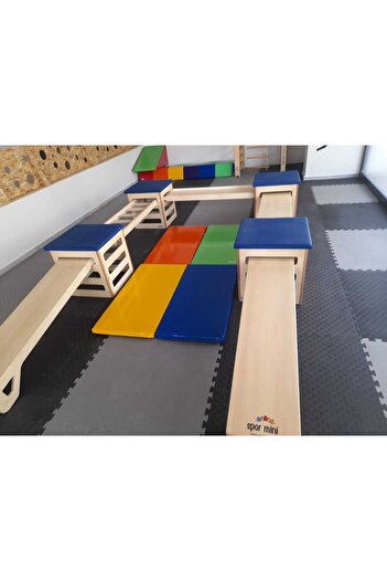 assa spor Parkur Mini Set (MAKSİ PAKET) Çocuk Spor Jimnastik Haraket Istasyonu