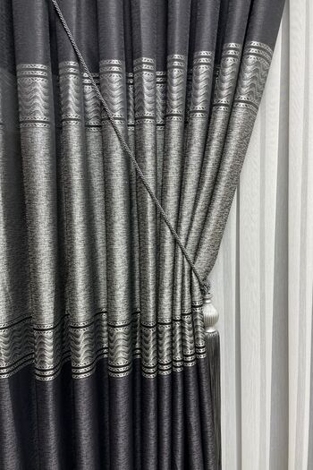 Cortibo Anthracite Color London Panel Background Curtain - 2 Sparse Pleats in 1