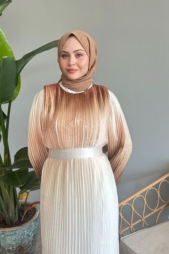 InStyle Beige Satin Dress - Transitional and Pleated