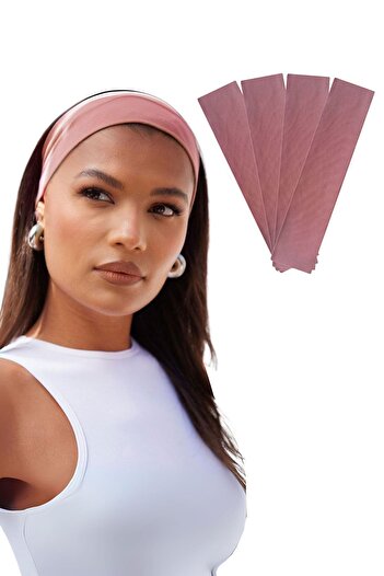 Salvia Dione 4-Piece Cotton Stretchy Bandana - Pink Sports Headband Set for Running, Trekking, Gym, Fitness, Yoga, Pilates Sportsman