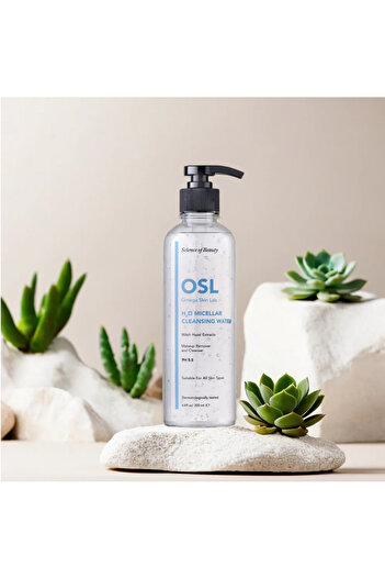 OSL Omega Skin Lab OSL H2O Mizellen-Reinigungswasser 200 ml, täglicher Gesichtsreiniger mit Hamamelis-Extrakt, sanft und effektiv