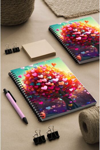 kutuTR 100 Sheets Checkered Heart Tree MDF Cover Notebook - 15x21 Vip Modelist, 80gr/m2 K501