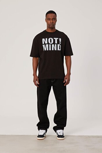 NOMARC Чоловіча футболка з написом «Not Mind» чорного кольору