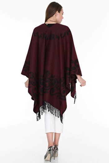 Patiska Kadın Bordo Selma Desenli Panço 1163357