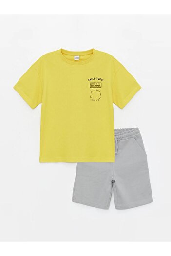 LC Waikiki LCW Kids Crew Neck Printed Short Sleeve Boys T-Shirt and Shorts