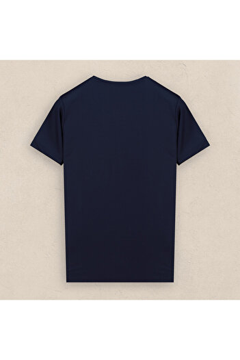 Sarar Μπλουζάκι Navy Blue Interview Modal Kumash Slim Fit Basic T-shirt - Crew λαιμόκοψη, κοντό μανίκι