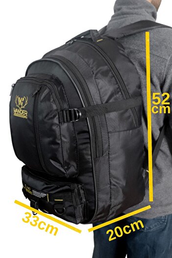 Baggor Wander 50 Litre Siyah Çok Gözlü Yürüyüş-seyahat-okul-dağcı-trekking-kampçı Sırt Çantası