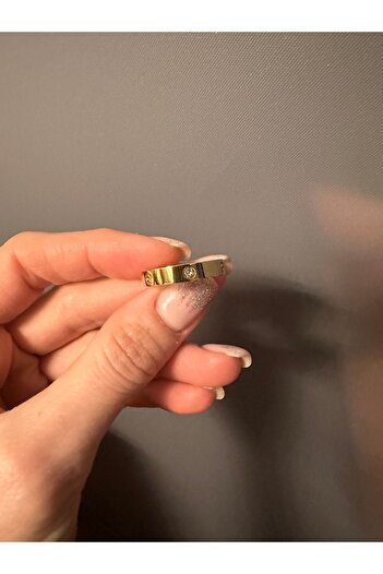 Lines Bijuteri Gold Renk Çelik Taşlı Yüzek