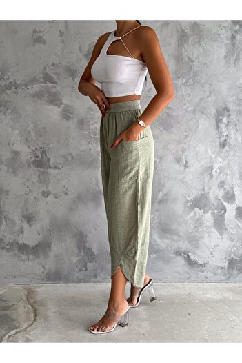 Ladyone Women's Cotton Trousers - Flared, Pocketed and Lined