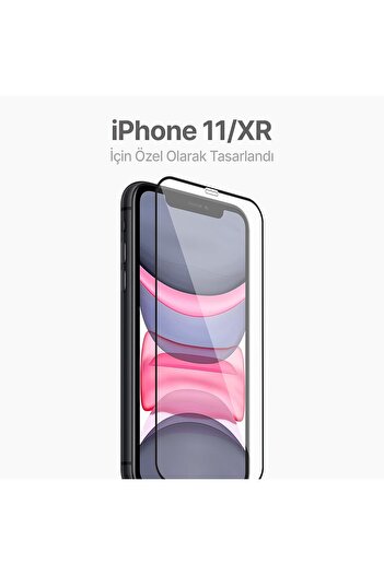 Fibaks Apple iPhone XR Compatible Black Framed Fully Covering Glass Screen Protector with Easy Application Tool