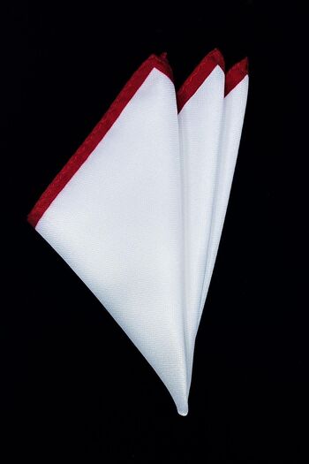 La Pescara Red Detailed Microfiber Plain White Men's Pocket Handkerchief Sps447