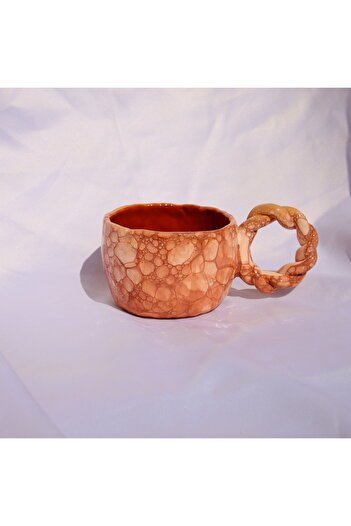 Lily & Loly Ceramics 200ml Ceramic Mug - Brown, Beige, Brown Bubble, Handmade with Bubbles and Handles