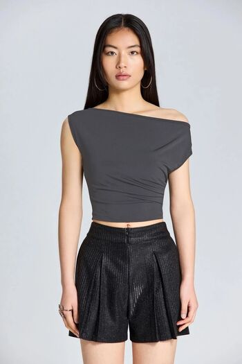 boutiquen 2627 Boat Neck Smoked Blouse