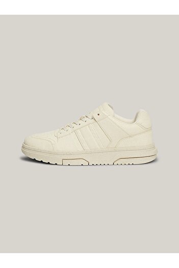 Tommy Hilfiger Erkek Marka Logolu Rahat Taban Ekru Sneaker EM0EM01373-YA3