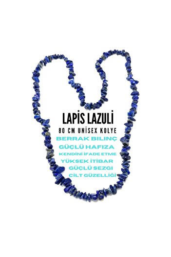 YILDIZ DOĞAL TAŞ SERTİFİKALI LAPİS LAZULİ 80 CM NATURAL KESİM DOĞAL TAŞ KOLYE